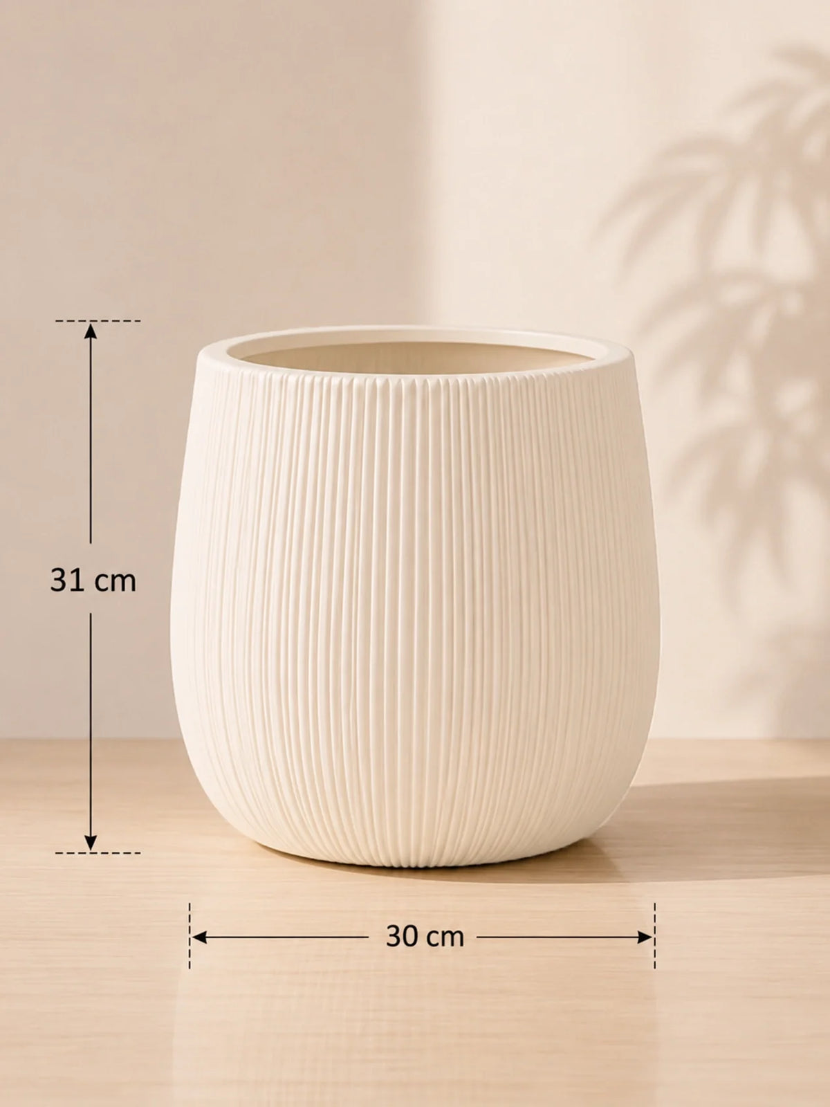 Ribbed Large Planter | Off White | 31 cm