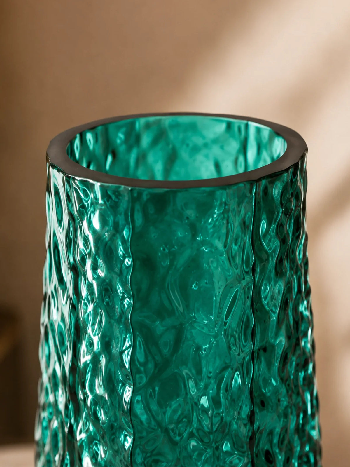 Prism Crystal Green Vase with two stick flowers | 25 cm
