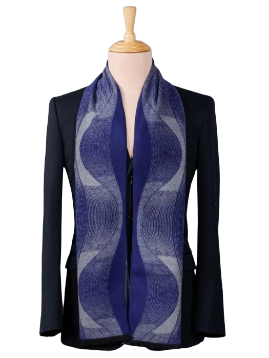 Blue Oval Stripe Muffler - 30X180 cm