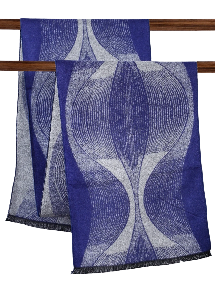 Blue Oval Stripe Muffler - 30X180 cm