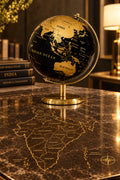Golden & Black Globe | Plain Golden Stand | 19 cm