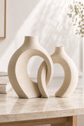 Harmony Loop Ceramic Vases | White | 21 cm | Set of 2