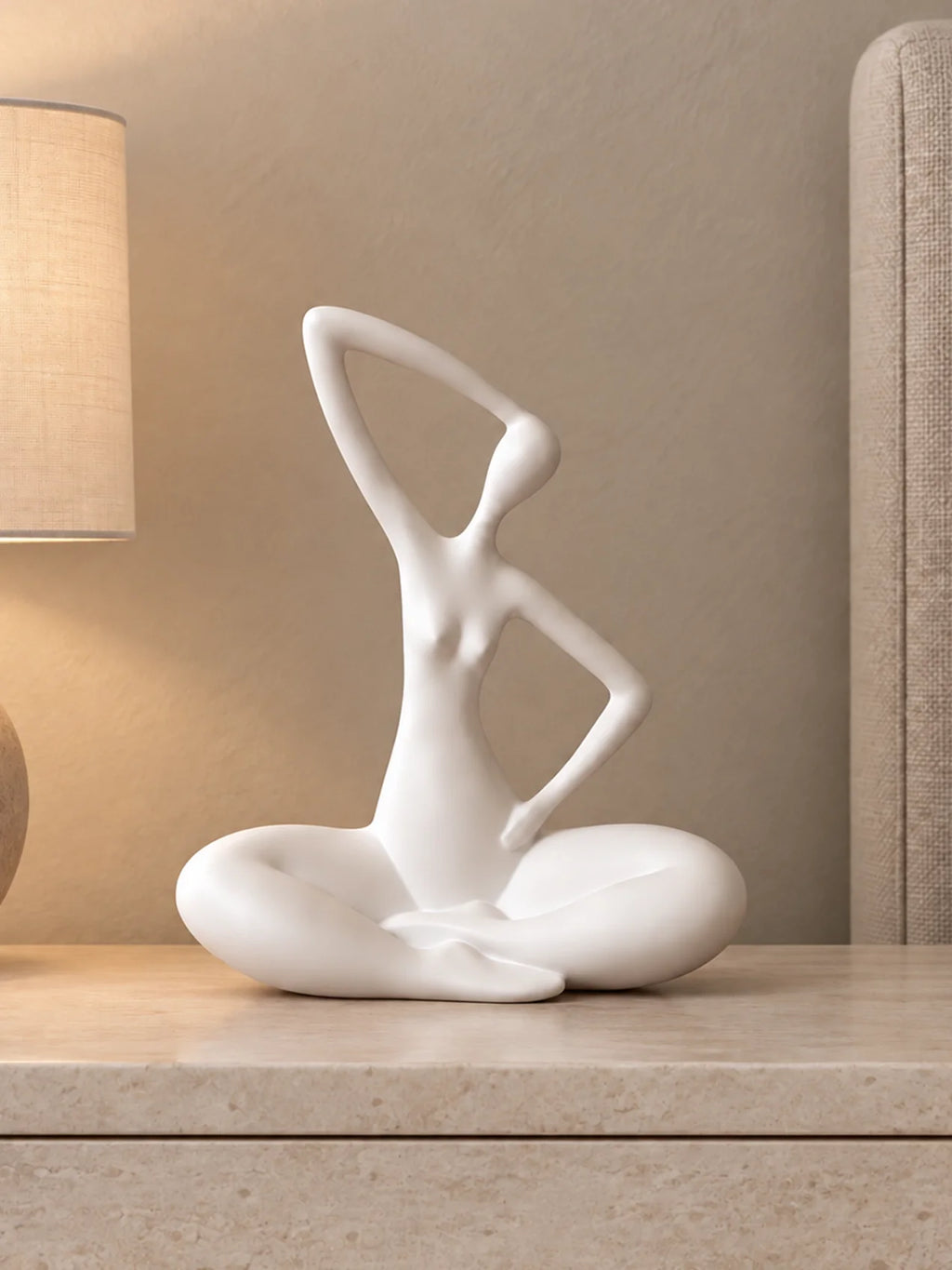 Blissful Yoga Sculpture | White | 25 cm